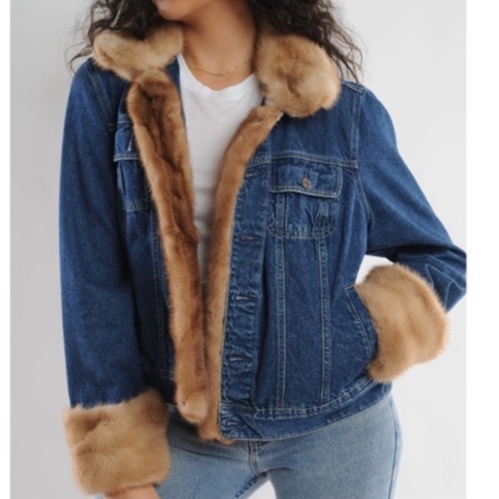marvin richards fur lined jean jacket